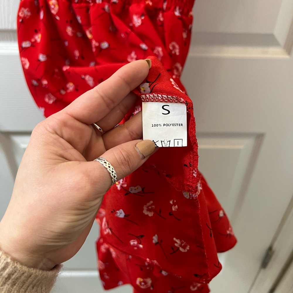 NWOT Red Ruffled Mini Sundress - Picture 10 of 14